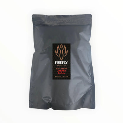 FireFly Barbecue Cherry Cola BBQ Rub in 1kg container, showcasing the flavorful spice blend for grilling and barbecue.