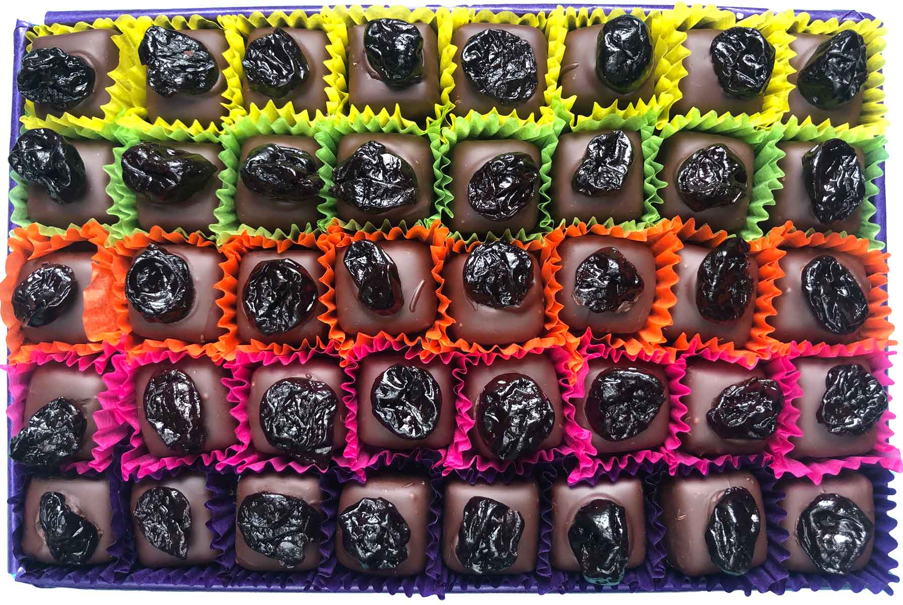 Large box of Gorvett & Stone Cherry Marzipan chocolates in an elegant gift box with cherry-themed packaging.