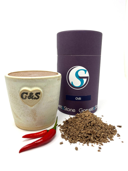 Gorvett & Stone chilli drinking chocolate tube with rich, spicy cocoa for hot chocolate drinks.