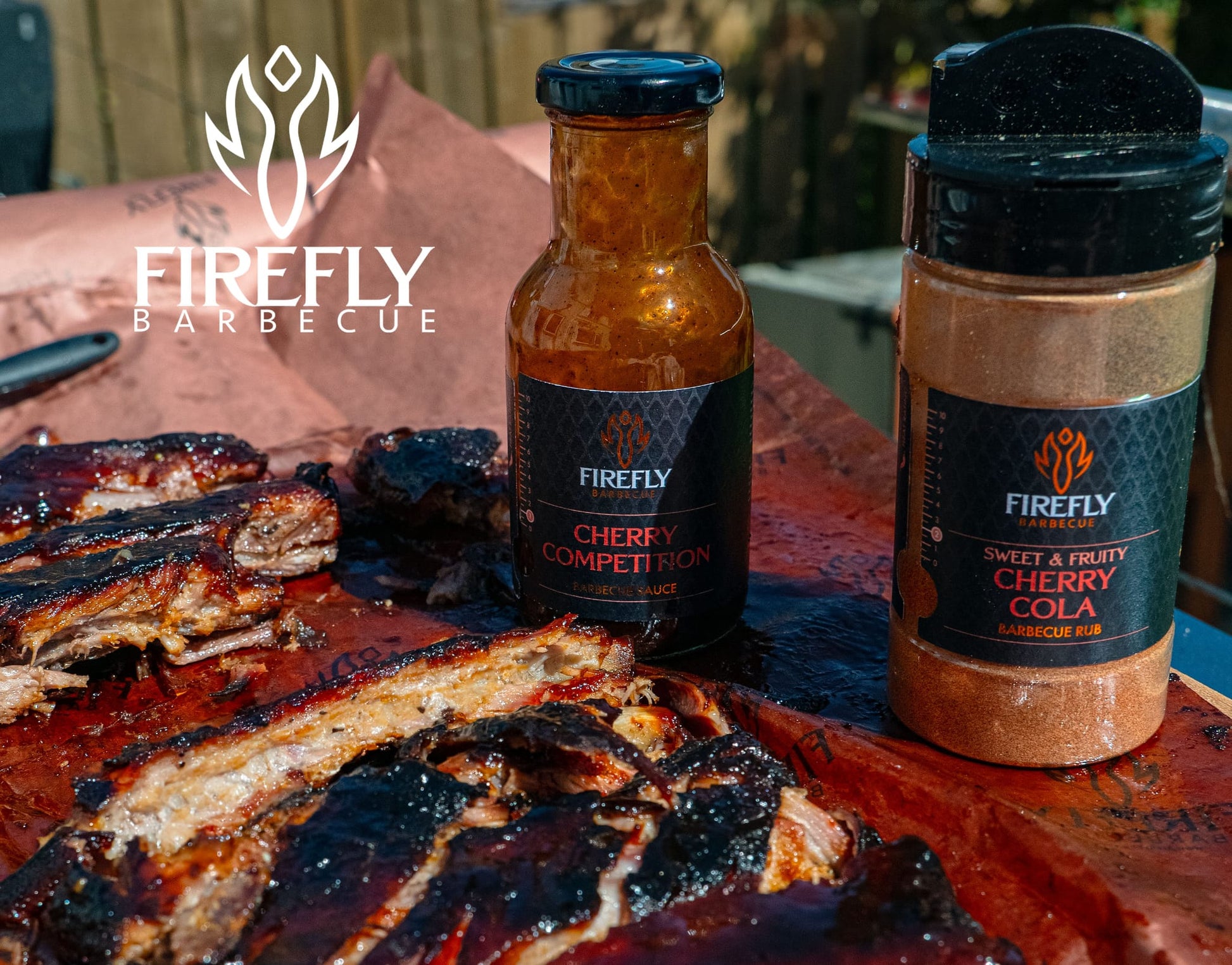 FireFly Barbecue Cherry Cola BBQ Rub in a jar with label, showcasing a smoky, flavorful spice blend for grilling and smoking.