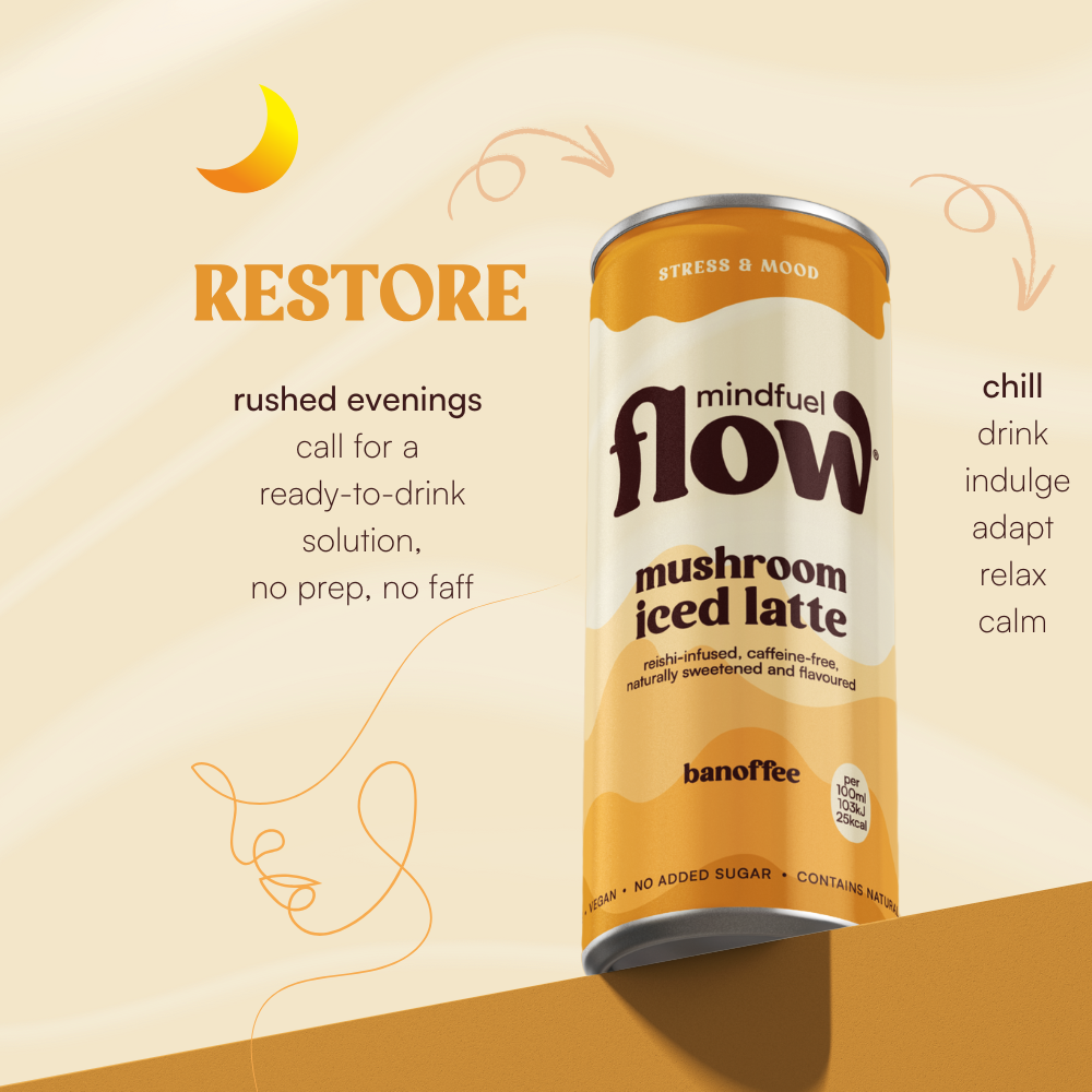 Mindfuel Flow RESTORE – Reishi mushroom latte for mood and calm