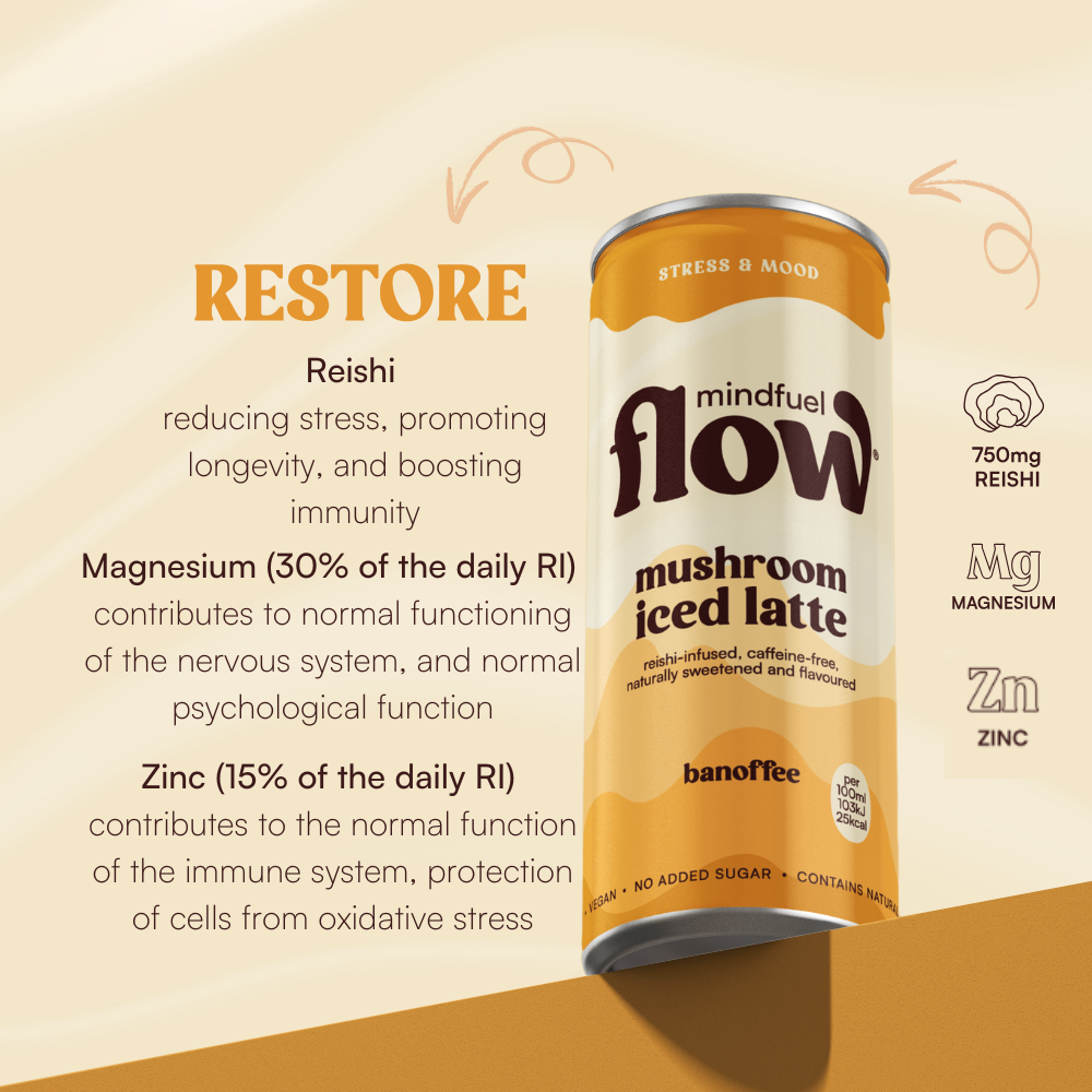 Mindfuel Flow RESTORE – Reishi mushroom latte for mood and calm