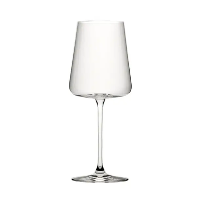 Set of six Glassware UK Mode goblet wine glasses, 550ml capacity, clear glass with elegant stem design.