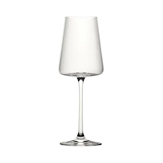 Set of six Glassware UK Mode wine glasses, 360ml capacity, clear glass with elegant design, perfect for wine drinking.