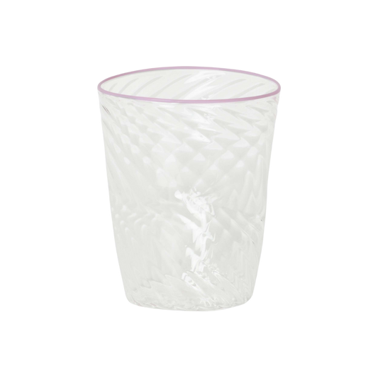 Pink Venetian tumbler with ruffle design by domenicamarland, featuring a stylish and decorative glass with a smooth, curved shape.