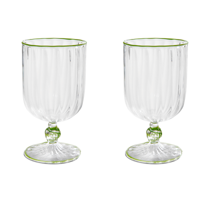 The Adrienne Venetian Wine Glass in Green
