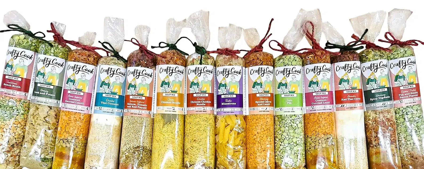 Crafty Cook Souper 6 Savoury Bundle with assorted soup mixes in colorful packaging, perfect for flavorful homemade soups.