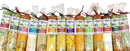 Crafty Cook Hamper10 savory and sweet bundle with assorted soup mixes and treats, displayed in a colorful gift basket.