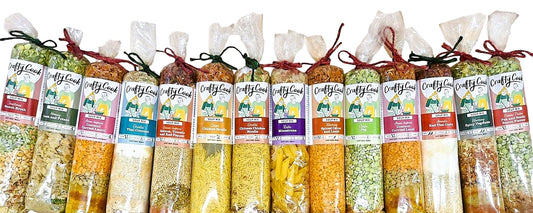 Crafty Cook Souper 6 Savoury Bundle featuring assorted soup mixes with colorful packaging and variety of flavors.