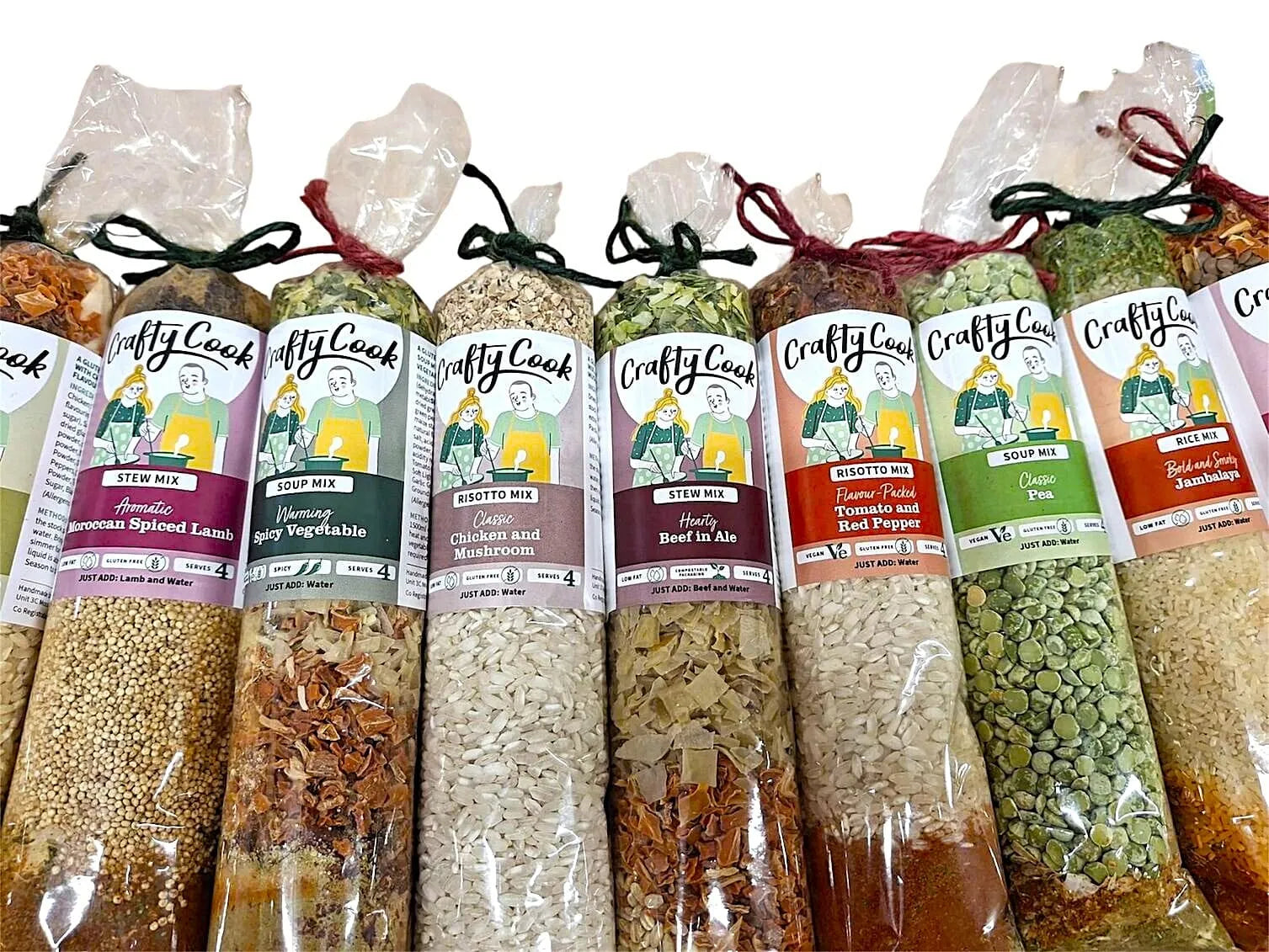 Crafty Cook Souper 6 Savoury Bundle with assorted soup, stew, and risotto mixes in colorful packaging, ready for cooking.