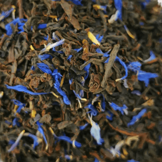 Porter Hill Tea Company Cream Earl Grey black tea in a tea bag, showcasing the aromatic blend with cream and citrus notes.