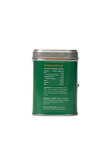 Crux BBQ Roobios Beef Rub seasoning in a jar, side view showing the label and texture for grilling and BBQ flavoring.