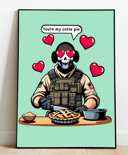 Colorful KEOLIX Cutie Pie Soldier art print featuring a cute soldier character on high-quality print paper.