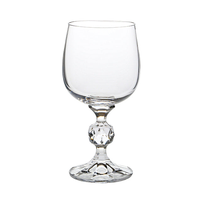 Set of six Glassware UK Claudia Crystalite wine glasses, 190ml, clear glass with elegant bowl shape for red or white wine.