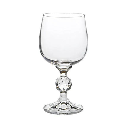 Set of six Claudia Crystalite wine glasses, 190ml, clear glassware from Glassware UK, with elegant bowl and stem design.
