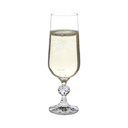 Set of 6 Claudia Crystalite Champagne flutes, 180ml glassware with elegant tall stems and clear crystal design.