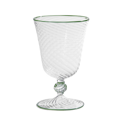 The Dido Venetian Wine Glass in Green, Set of Two