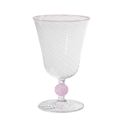 The Dido Venetian Wine Glass in Pink, Set of Two