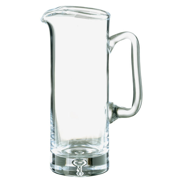 Krosno Glass Water Jug by Glassware UK, 1-liter clear glass jug with a smooth handle and wide opening for easy pouring.