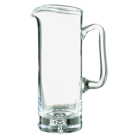 Krosno Glass Water Jug by Glassware UK, 1-liter clear glass jug with a smooth handle and wide opening for easy pouring.