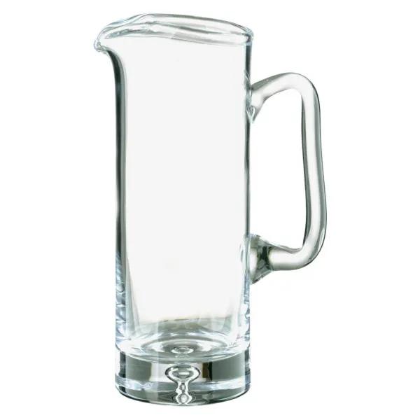 Krosno glass water jug with 1-liter capacity, clear glassware UK jug featuring a smooth, rounded design and sturdy handle.