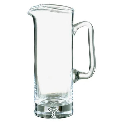 Krosno glass water jug with 1-liter capacity, clear glassware UK jug featuring a smooth, rounded design and sturdy handle.