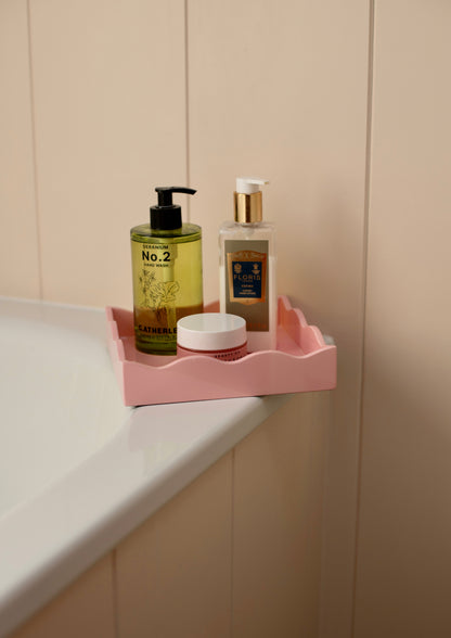 Square Allegra pink tray by domenicamarland, featuring a smooth lacquered finish and modern square design.