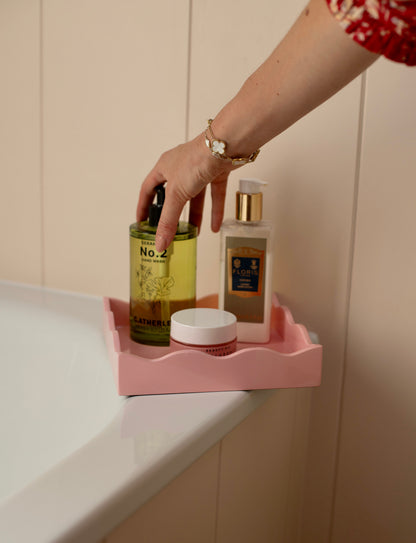 Pink Square Allegra tray by domenicamarland with a smooth lacquer finish, shown on a neutral surface.