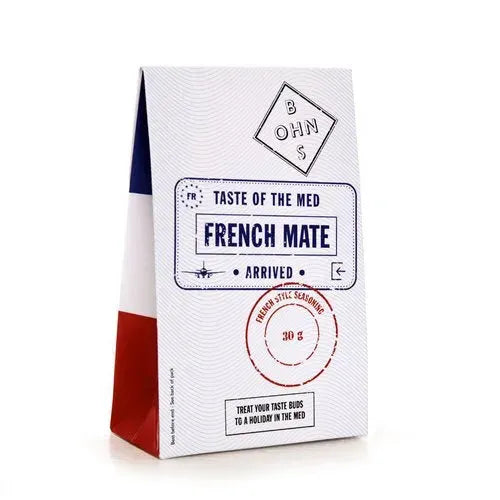 French Mate Taste of the MED seasoning rub by BOHNS Rubs, featuring a blend of Mediterranean-inspired herbs and spices.