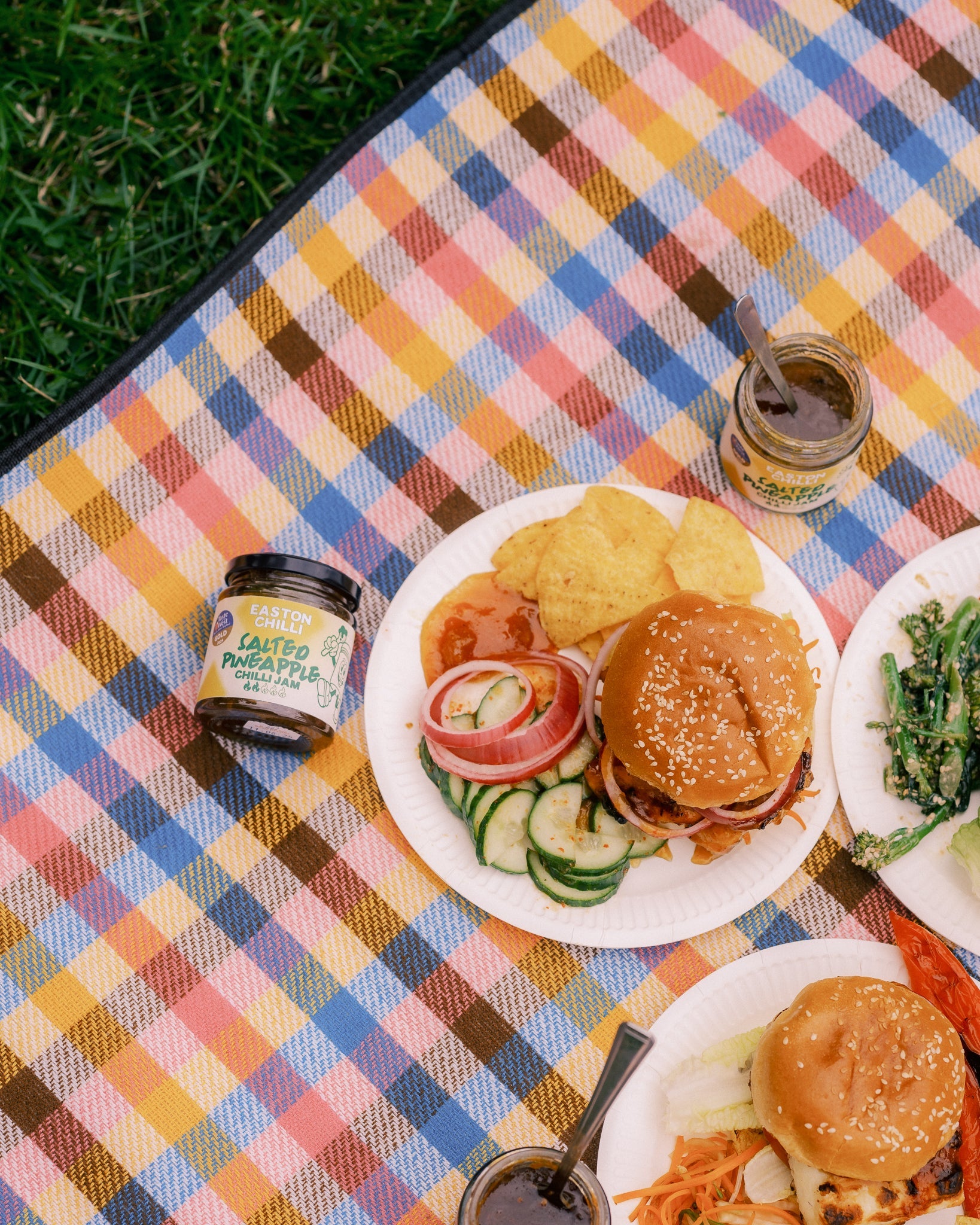 Easton Chilli Salted Pineapple Chilli Jam jar with vibrant label, showcasing the spicy-sweet condiment in a glass jar.