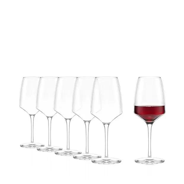 Set of six Stolzle Experience red wine glasses, 450ml capacity, made of clear glass, designed for enjoying red wines