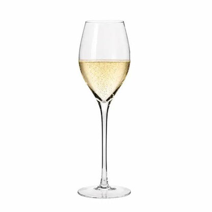 Set of six Krosno Avant-Garde Prosecco champagne flutes, 280ml glassware from UK, perfect for celebrating with sparkling wine.