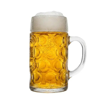 Stolzle 2 Pint Glass Tankard with 1.3L capacity, clear glassware UK brand, showing a sturdy handle and traditional design