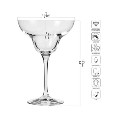 Set of six Krosno Avant-Garde Margarita glasses, 270ml champagne flutes with clear glass and elegant design.