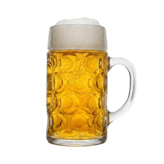 Stolzle 2 Pint Glass Tankard from Glassware UK, clear 1.3L glass tankard with handle, designed for beverages and casual drinking.