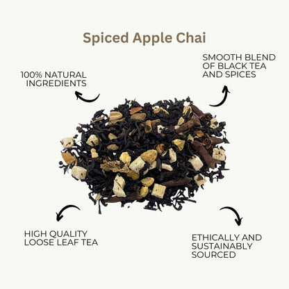 Camellios Loose Leaf Tea Set with English Breakfast tea, including a teapot, cups, and loose tea leaves on a wooden table.