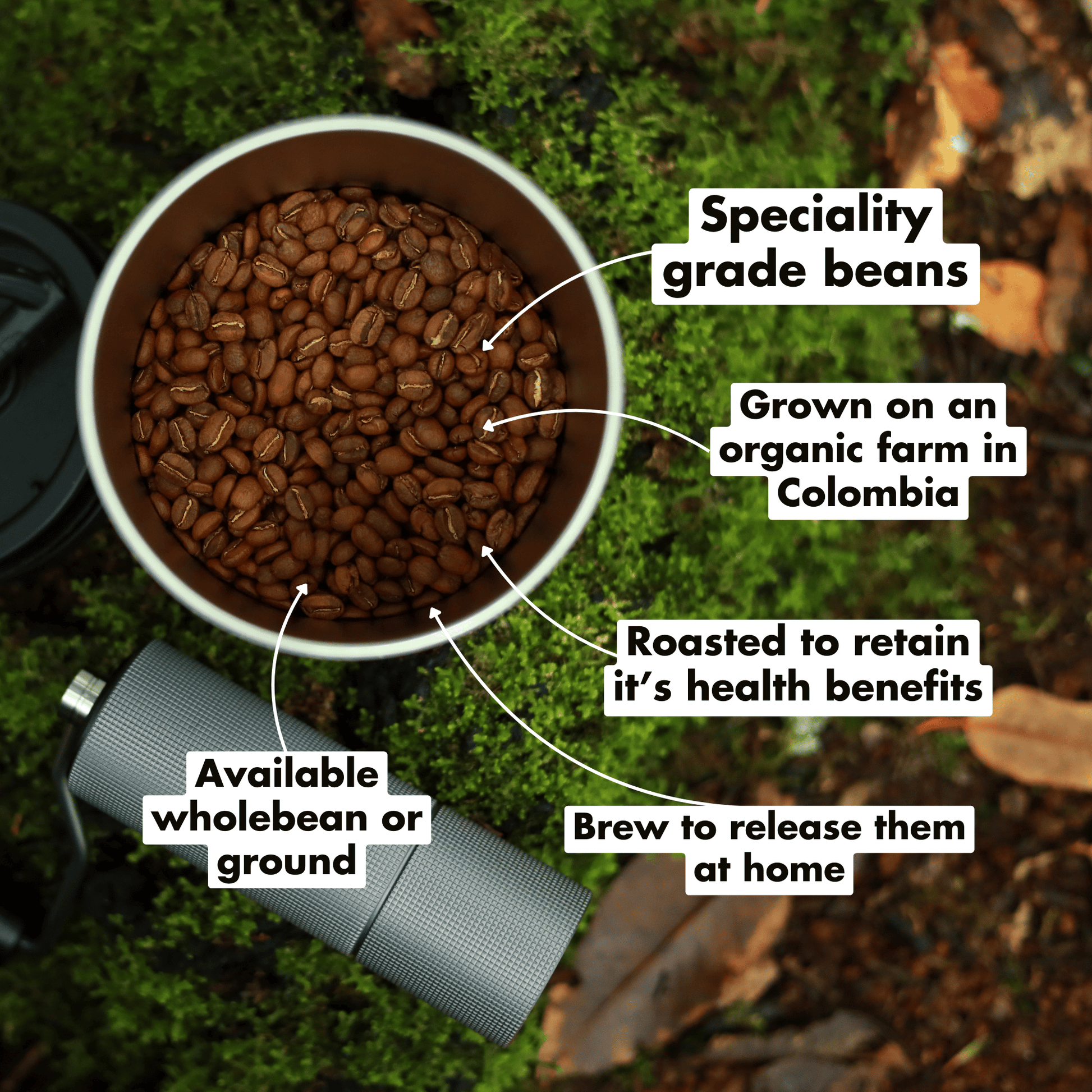 Organic dark roast coffee by Exhale Healthy Coffee, brewed in a mug, showcasing rich, dark coffee with a smooth finish.