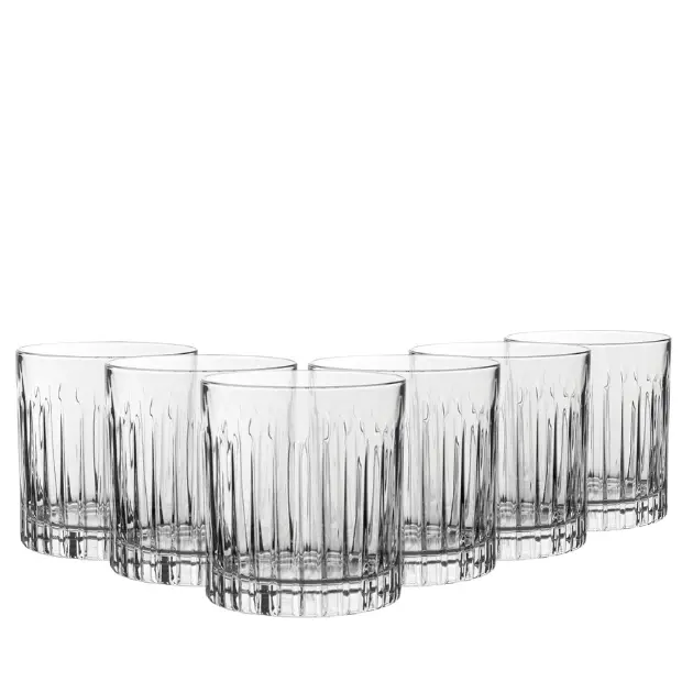 Set of six Forever DOF Crystal Whisky Tumblers from Glassware UK, 360ml, clear and elegant for enjoying spirits.