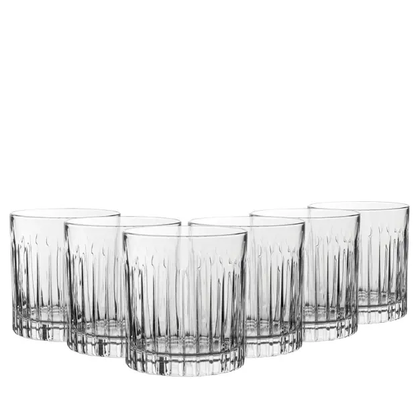 Set of six Forever DOF Crystal Whisky Tumblers from Glassware UK, 360ml, clear and elegant for enjoying spirits.
