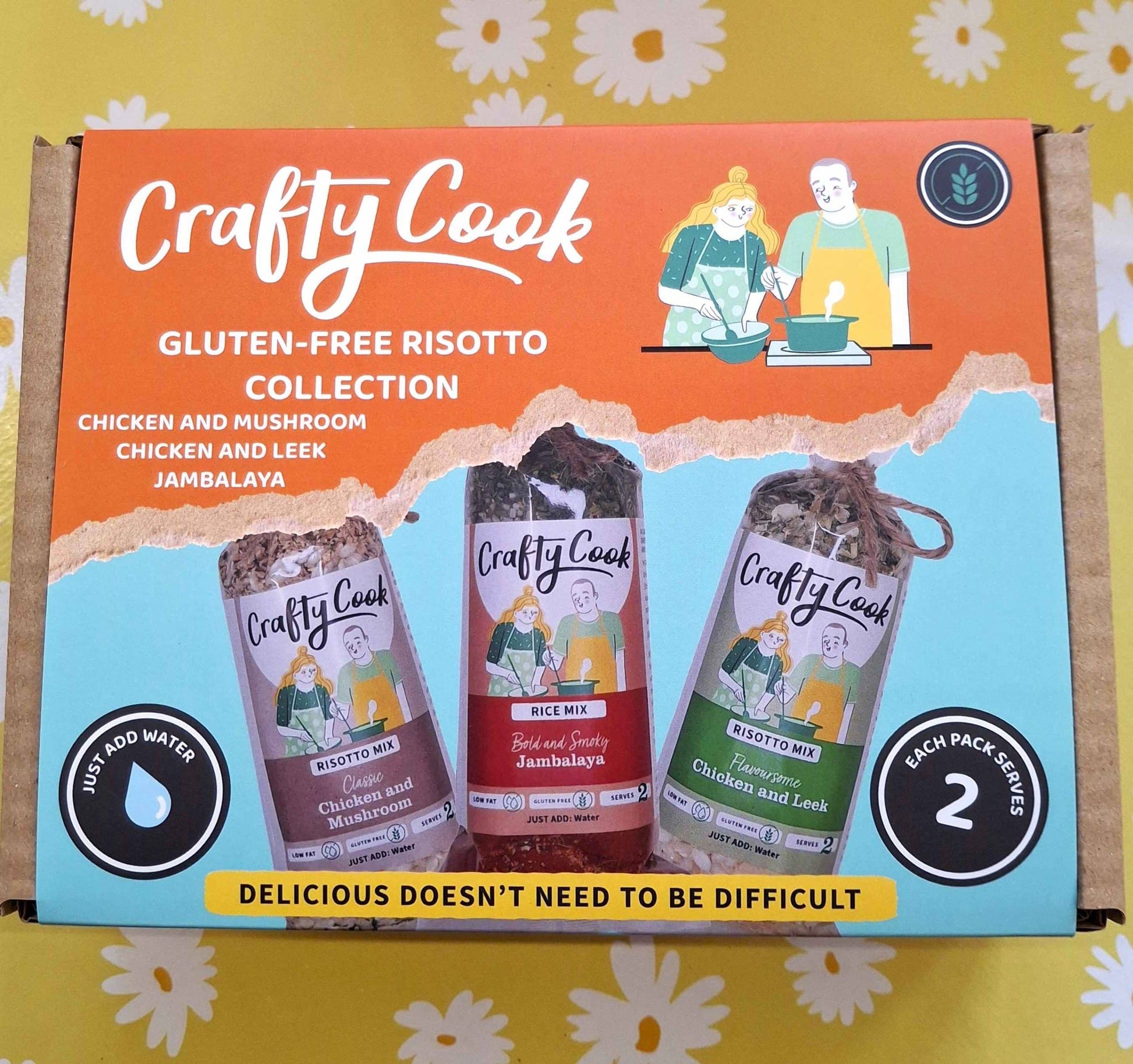Gluten Free Risotto Collection 3 packs, 6 meals, one box, just add water. Crafty Cook easy fuss free meals