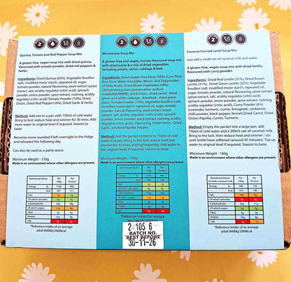 3 Gluten Free and Vegan Soup Meal Kits by Crafty Cook