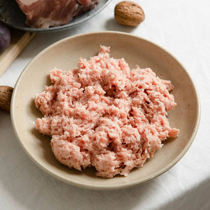 Gluten-free pork sausage meat from Primrose Herd, raw sausage meat ready for cooking or stuffing.