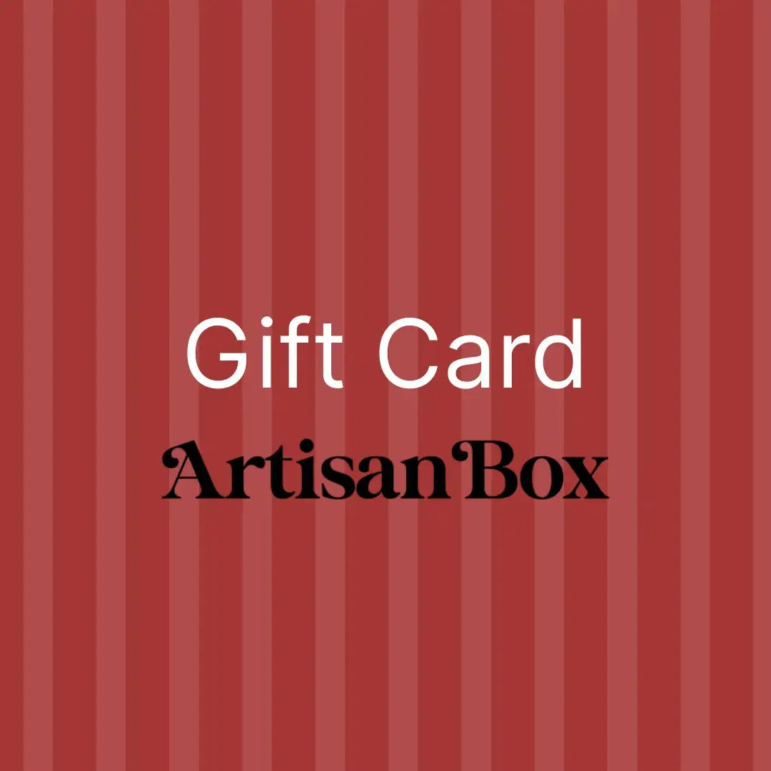 ArtisanBox e-gift card featuring elegant design, perfect for gifting, with the ArtisanBox logo and a stylish background.