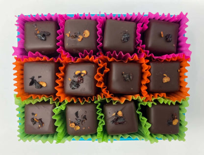 Gorvett & Stone gift box of chipotle chili chocolates with spicy, smoky flavor and decorative packaging.
