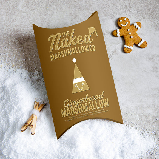 Gingerbread gourmet marshmallows by THE MARSHMALLOW FACTORY, featuring festive gingerbread flavor with a soft, fluffy texture.