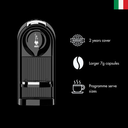 Bialetti CF92 Gioia Plus coffee machine by Brew Italia, sleek white appliance with control panel and brewing features.
