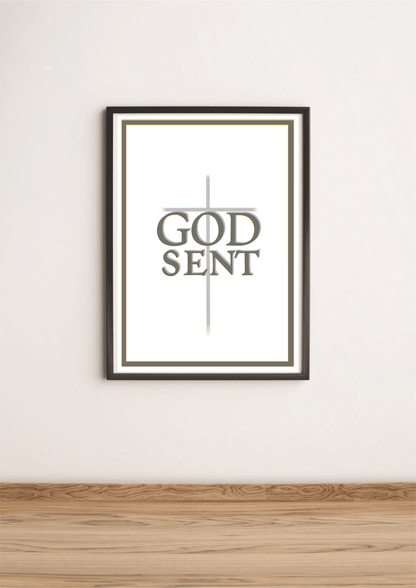Godsent Faith-Inspired Print by KEOLIX, featuring spiritual artwork with inspirational Christian themes, suitable for wall decor.