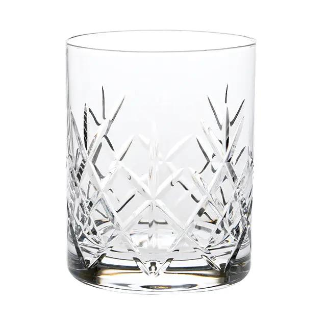 Set of six Flamenco Crystalite full cut whisky tumblers from Glassware UK, 320ml capacity, clear and elegant glassware for whiskey.
