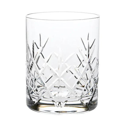 Set of six Flamenco Crystalite full cut whisky tumblers from Glassware UK, 320ml capacity, clear and elegant glassware for whiskey.