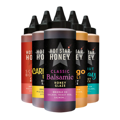 Hot Star Honey Honey Harmony Collection gift set with assorted honey jars and packaging for natural sweetening options.